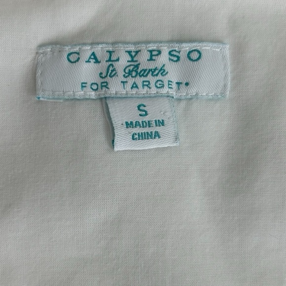 Calypso St. Barth for Target Womens SZ S White Linen Ruffle Wrap Dress Romantic - Picture 6 of 14